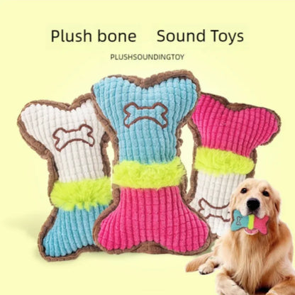 1PC Plush Dog Squeaky Toy Bone Chew Toy for Small Medium Breeds Aggressive Chewers Puppy Teeth Cleaning Fun Play Pet Accessory