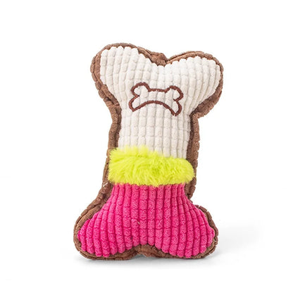 1PC Plush Dog Squeaky Toy Bone Chew Toy for Small Medium Breeds Aggressive Chewers Puppy Teeth Cleaning Fun Play Pet Accessory