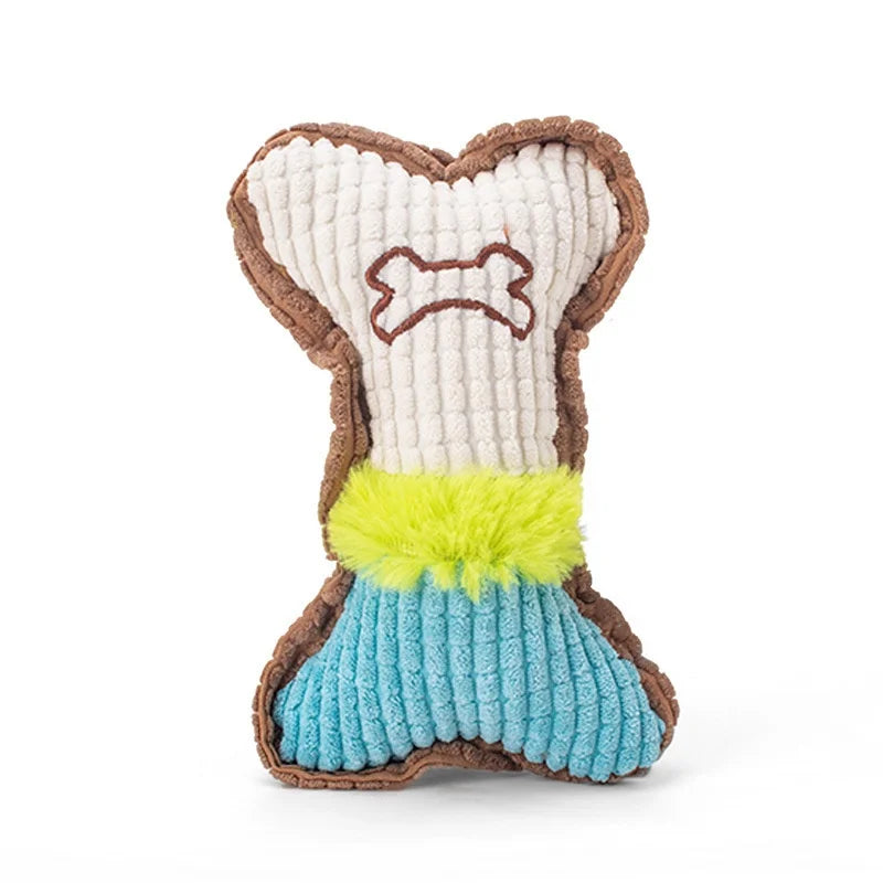 1PC Plush Dog Squeaky Toy Bone Chew Toy for Small Medium Breeds Aggressive Chewers Puppy Teeth Cleaning Fun Play Pet Accessory