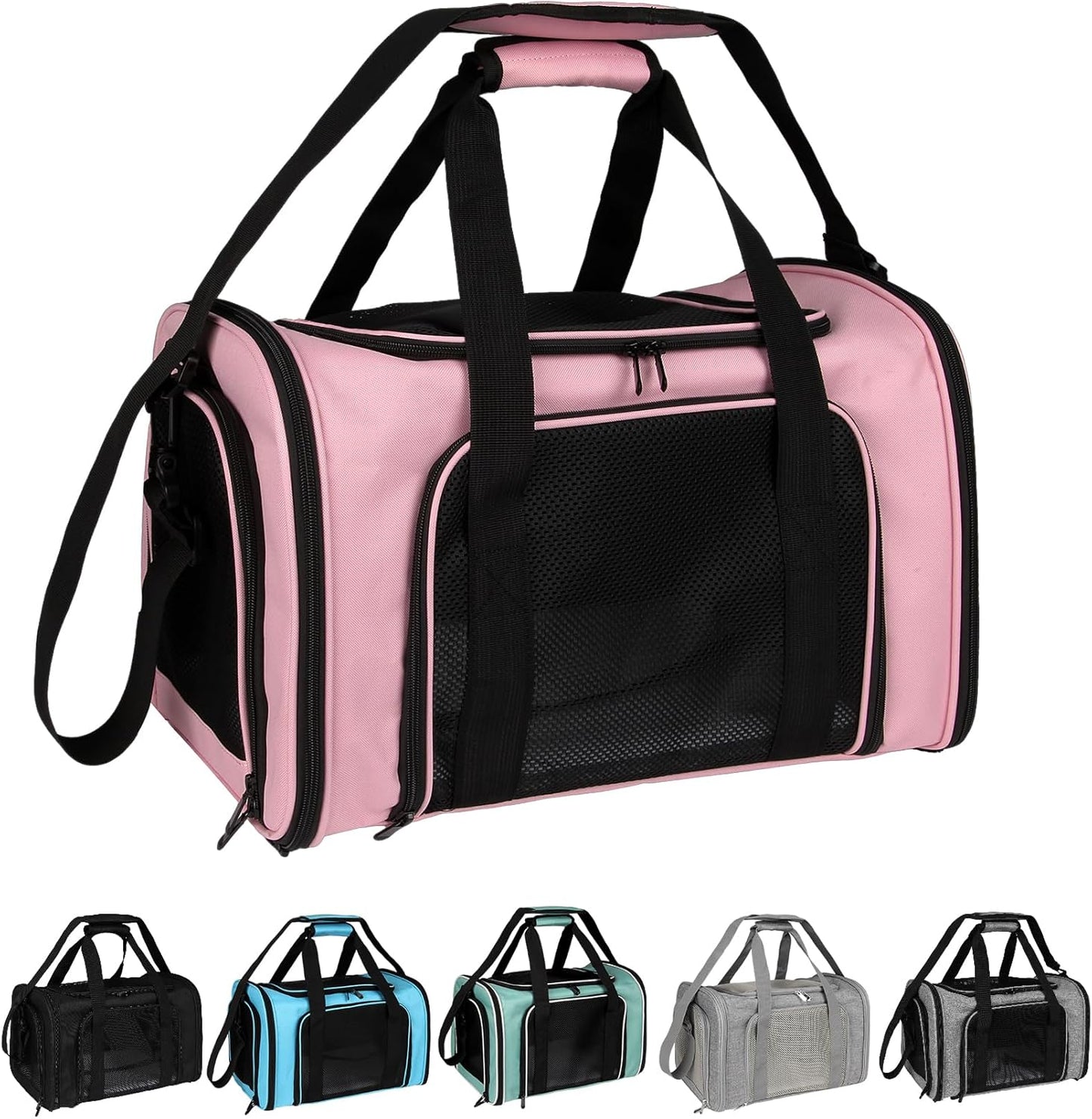 Dog Cat Carrier Pet Carriers for Large Cats Small Dogs Carrier Soft Sided Puppy up to 25Lbs Dog Carrier Portable Foldable Dog Cat Travel Carrier (Large-Pink-20 * 13 * 13)