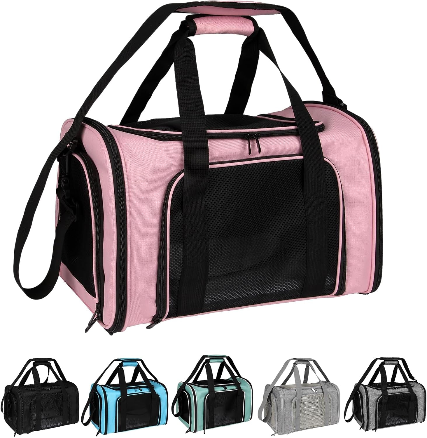 Dog Cat Carrier Pet Carriers for Large Cats Small Dogs Carrier Soft Sided Puppy up to 25Lbs Dog Carrier Portable Foldable Dog Cat Travel Carrier (Large-Pink-20 * 13 * 13)