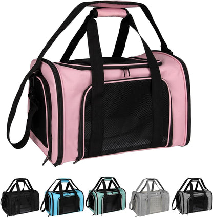 Dog Cat Carrier Pet Carriers for Large Cats Small Dogs Carrier Soft Sided Puppy up to 25Lbs Dog Carrier Portable Foldable Dog Cat Travel Carrier (Large-Pink-20 * 13 * 13)