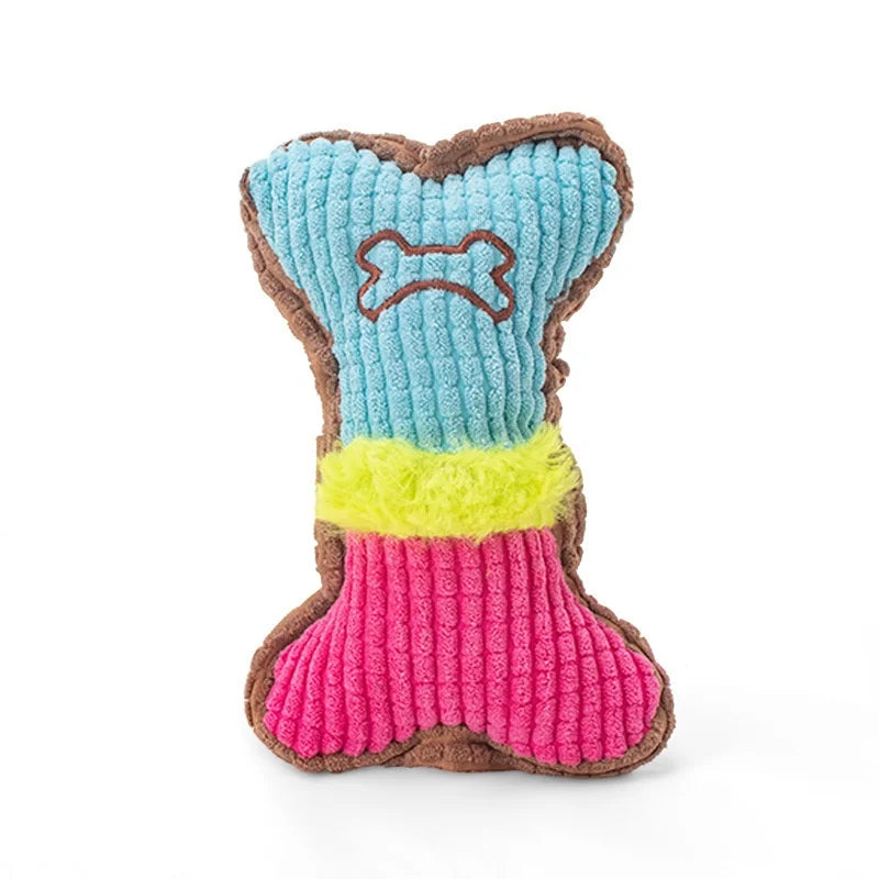 1PC Plush Dog Squeaky Toy Bone Chew Toy for Small Medium Breeds Aggressive Chewers Puppy Teeth Cleaning Fun Play Pet Accessory