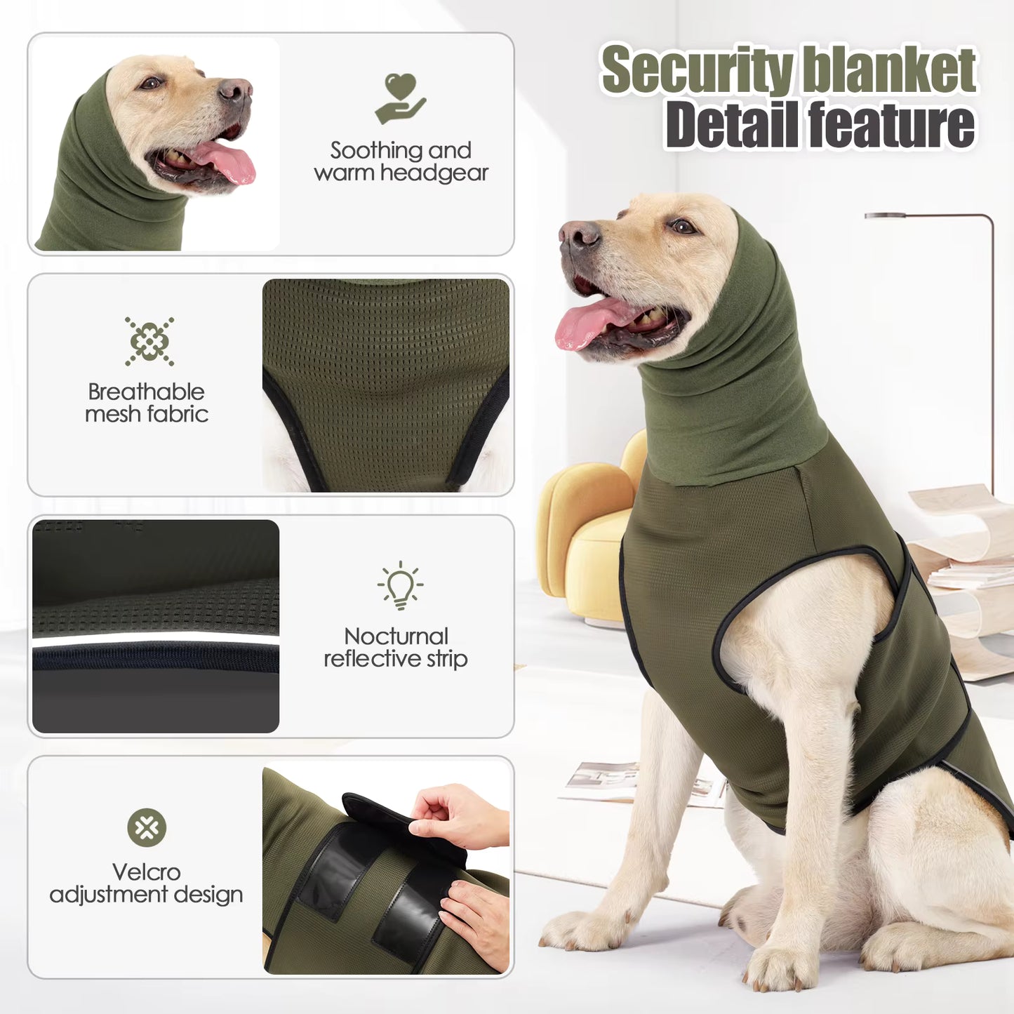 Dog Anxiety Vest & Calming Coat – Thunder, Fireworks & Noise Relief