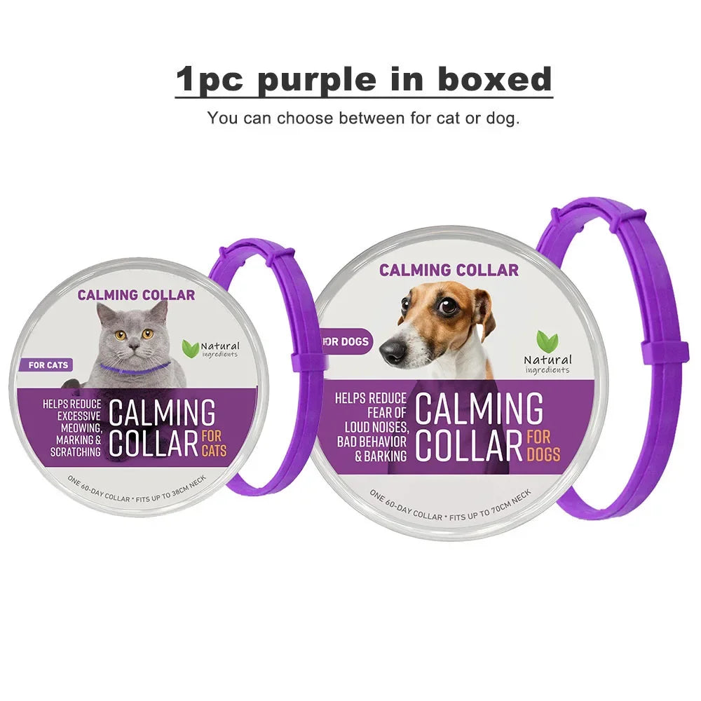 38/70Cm Dog Calming Collar Pet Cat Anxiety Reducing Pheromone Collar for Dogs Releases Pheromones for 60Days Helps Calm for Dogs
