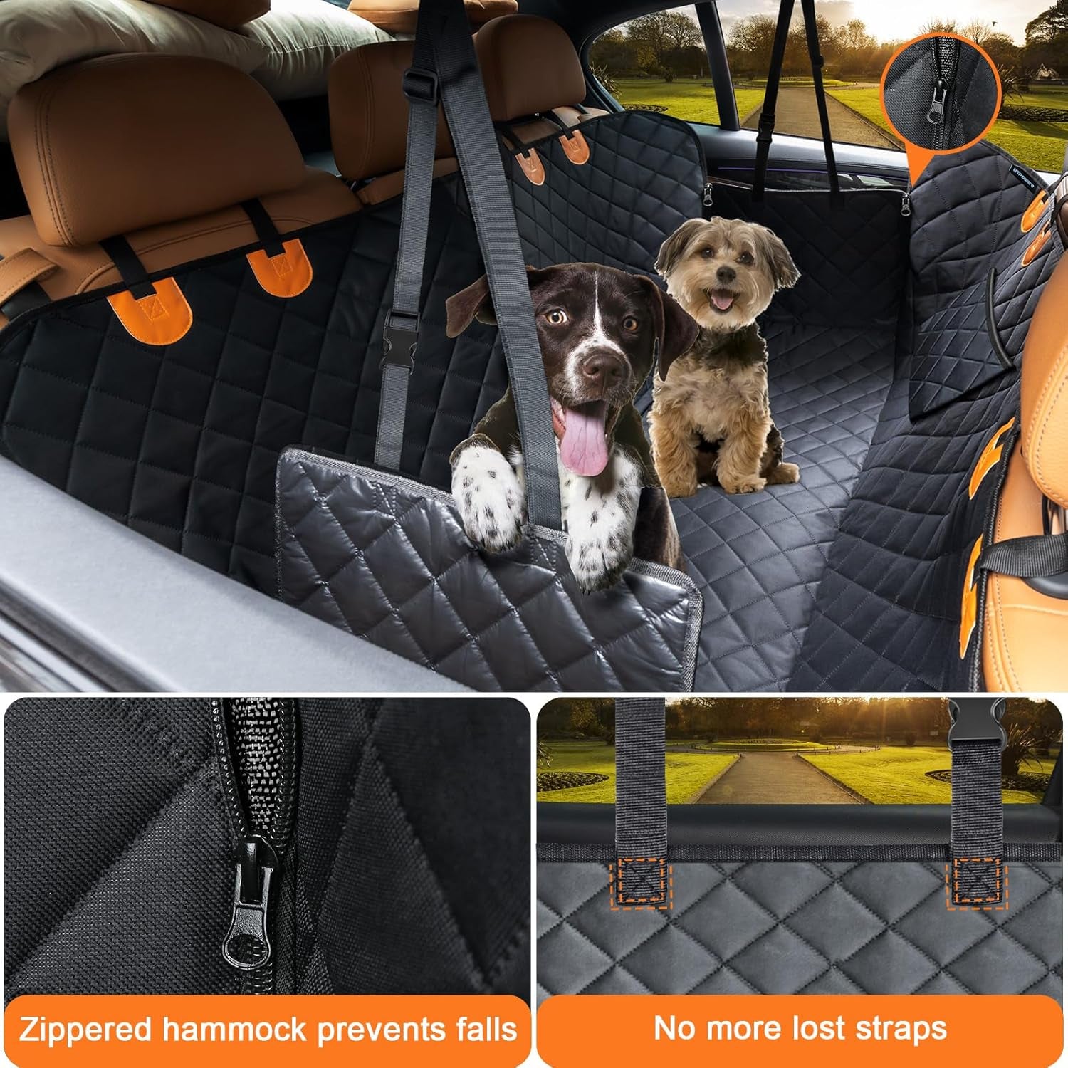 Dog Seat Cover Car Seat Cover for Pets 100%Waterproof Pet Seat Cover Hammock 600D Heavy Duty Scratch Proof Nonslip Durable Soft Pet Back Seat Covers for Cars Trucks and Suvs