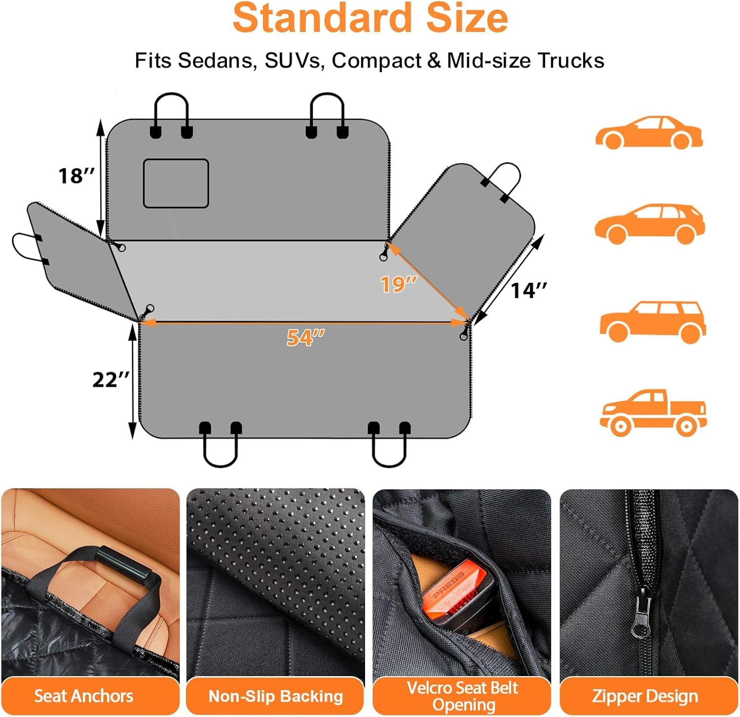 Dog Seat Cover Car Seat Cover for Pets 100%Waterproof Pet Seat Cover Hammock 600D Heavy Duty Scratch Proof Nonslip Durable Soft Pet Back Seat Covers for Cars Trucks and Suvs