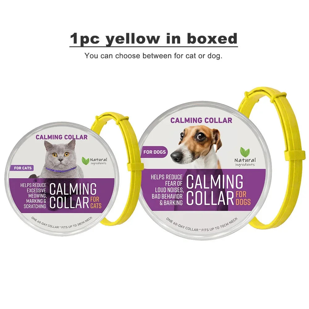 38/70Cm Dog Calming Collar Pet Cat Anxiety Reducing Pheromone Collar for Dogs Releases Pheromones for 60Days Helps Calm for Dogs